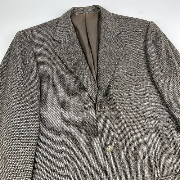 Ermenegildo Zegna Tan & Green Woven Cashmere Silk 3 Button 2 Vent Blazer Mens 42
